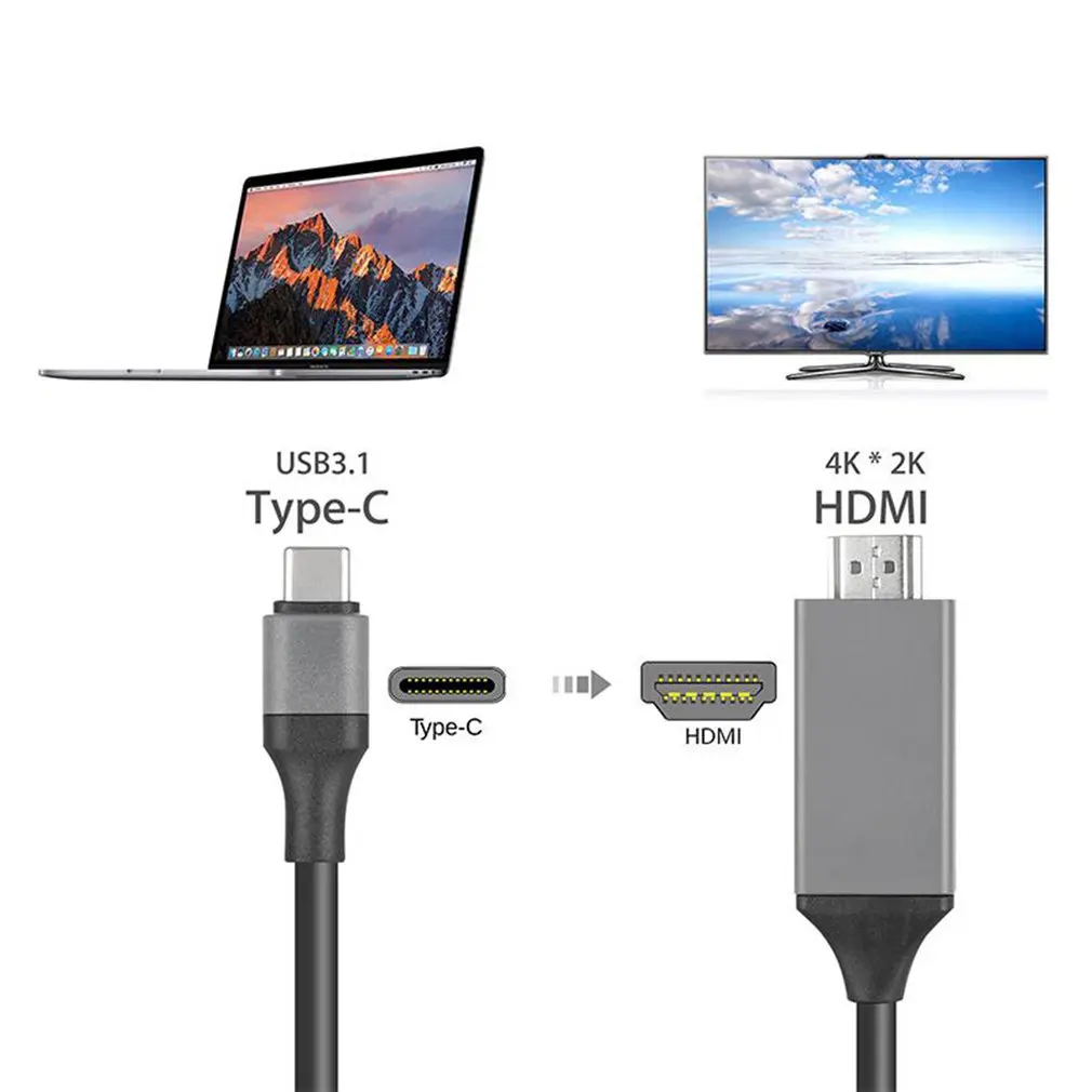 Type C USB к совместимому с HDMI HDTV 4K кабель для Samsung Galaxy Note 8 9 S10 + Plus|Кабели VGA| |