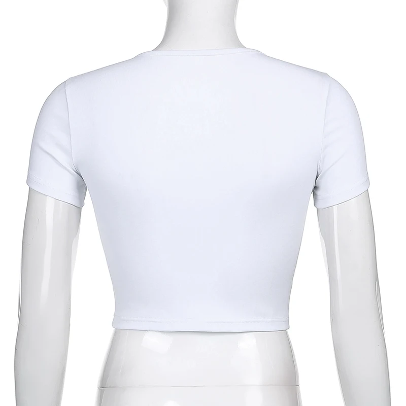 

Summer Womens Letter Printed Short Tees Tops Crew Neck Short Sleeve Slim Crop Sexy Slim Bottoming Short T-shirt For Daily Wear