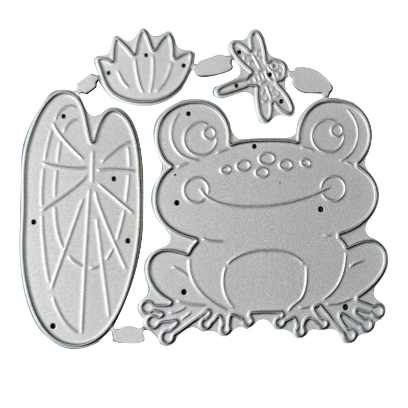 

2021 New Frog Lotus Pond Metal Cutting Dies Stencil Scrapbooking DIY Album Stamp Paper Card Embossing Decoration Craft