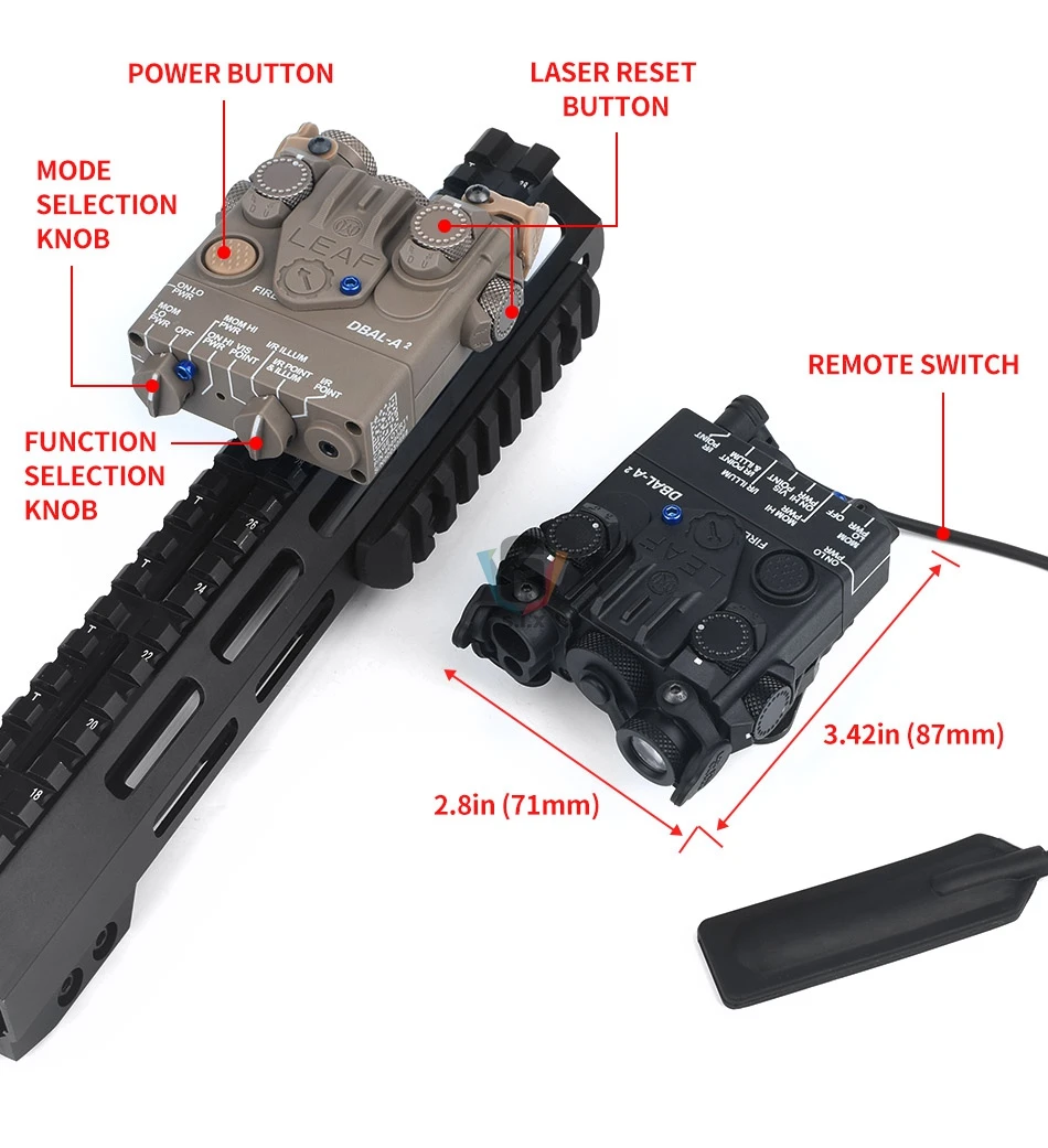 Нет ИК лазера нет стробоскопа версия Тактический DBAL A2 мини красный лазерный