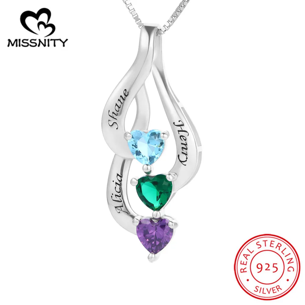 

Ожерелье из серебра 925 пробы с 3 камнями по месяцу рождения