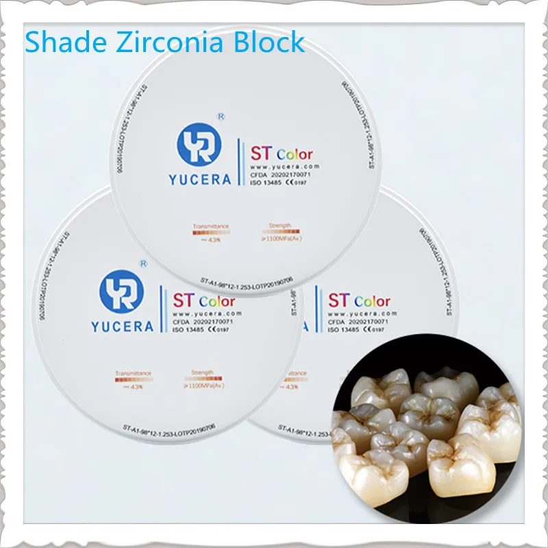 the best selling YUCERA preshaded ST color super translucent dental zirconia ceramic for cad cam lab