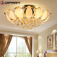 lotus flower modern ceiling light with glass lampshade gold ceiling lamp for living room bedroom lamparas de techo abajur crysta