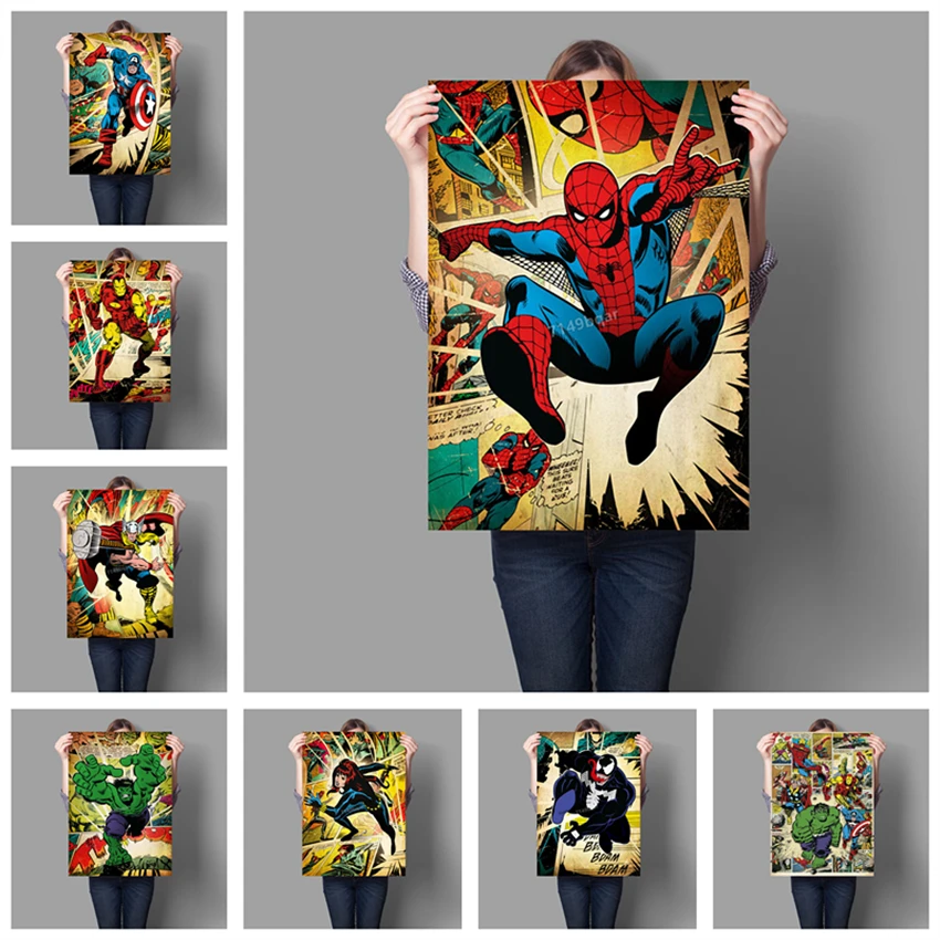 Комикс супергерой коллаж настенное Искусство ретро искусство Железный человек