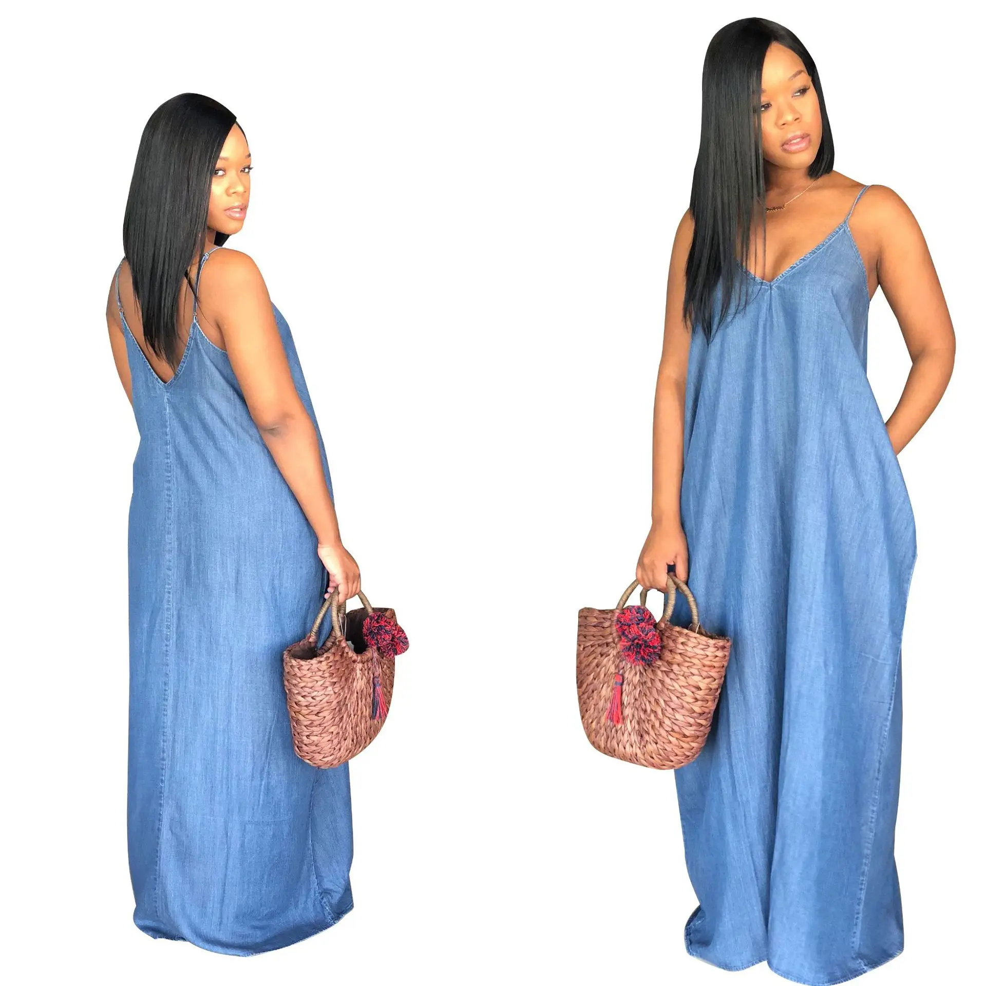 

Summer Plus Size New Fashion Loose Denim Skirt Women's Casual One-piece Dress