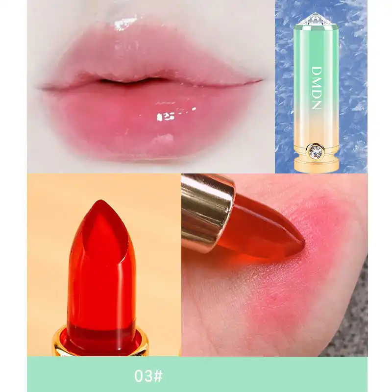 

1pc crystal jelly balm lipstick temperature changing color gloss clear long cosmetic moisturizing