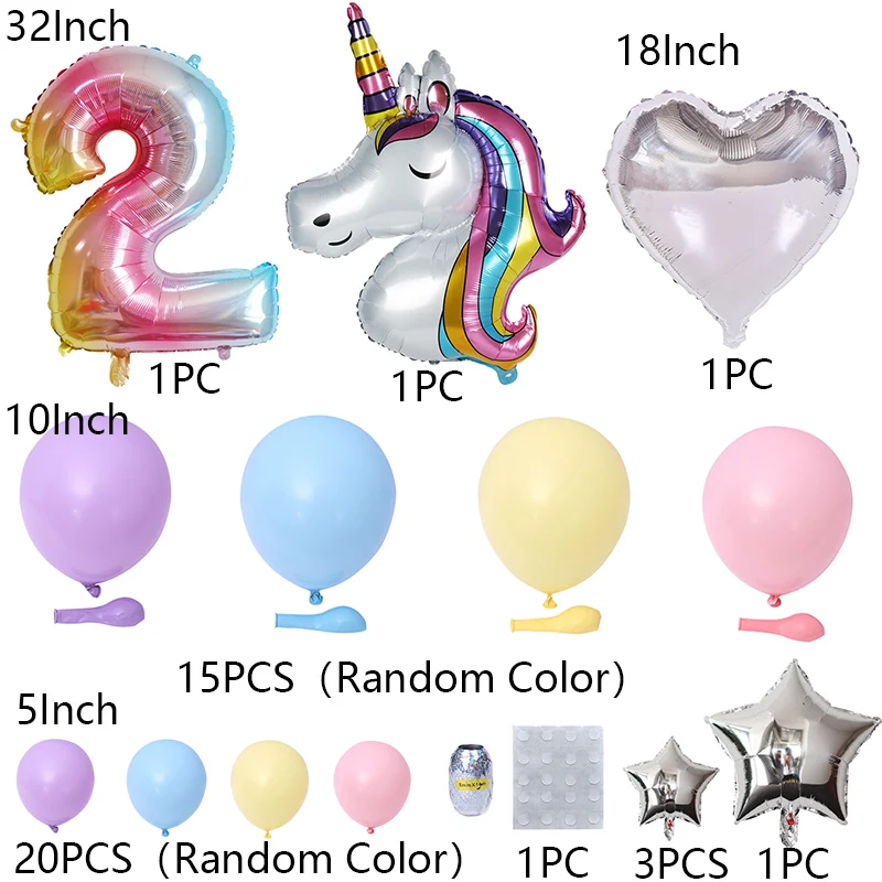 Радужные воздушные шары в виде единорога для девочек украшение дня рождения 1 2 3 5