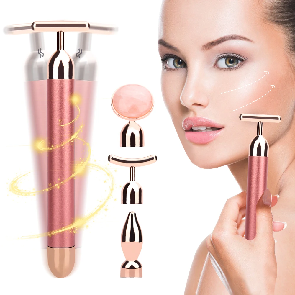 4in 1 Beauty Bar 24k золотой массажер для лица Электрический нефритовый роликовый