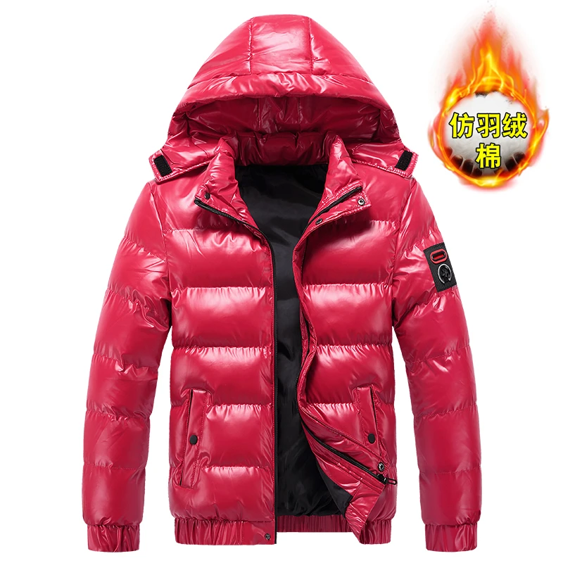 Silver Male Shiny Winter Fashion Warm Man Parka Waterproof Jacket Men Casual Coat Streetwear Windbreaker