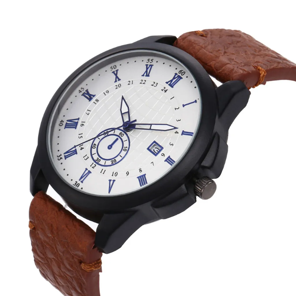 

Fashion Retro Men's Watch Single Calendar Casual Ladies Belt Buckle Men Clock Business Round Quartz Wrist Watches reloj hombre