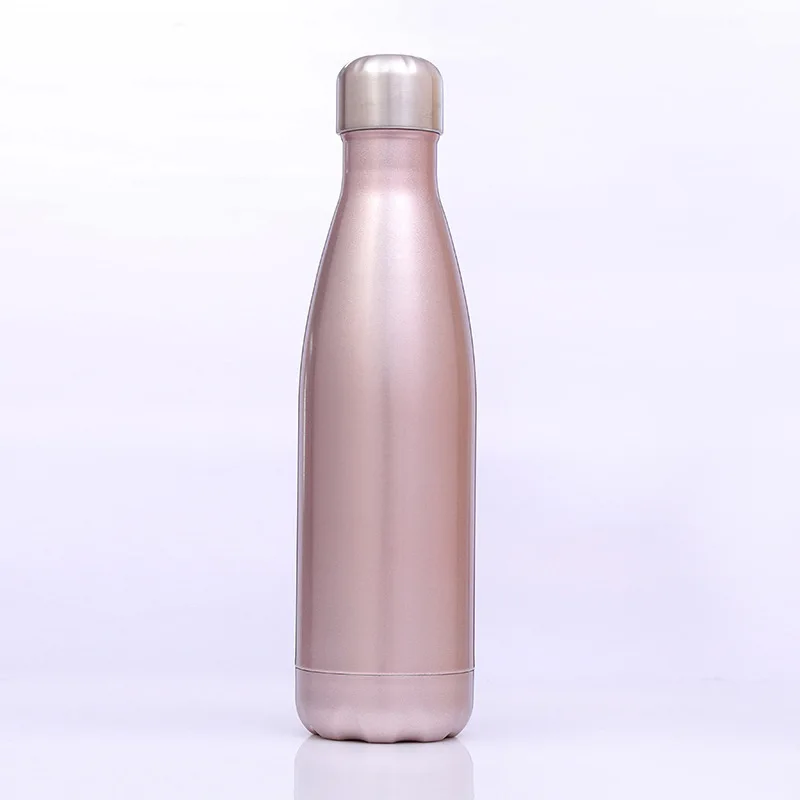 Rose Gold Настраиваемые, с логотипом Нержавеющая сталь термос 500 мл чашка для кофе и молока на свежем воздухе, путешествия, спорт термос стакан с кока-колой - Цвет: Rose Gold