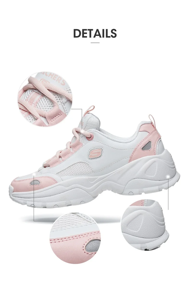 Skechers/кожаные женские массивные кроссовки на платформе; повседневная обувь на массивном каблуке; Женская Удобная обувь для папы на больной подошве; женская обувь