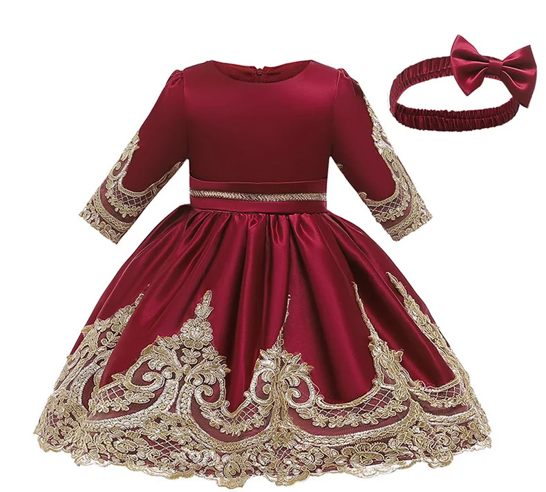 Рождественское платье для девочек элегантные Детские Платья с цветочным