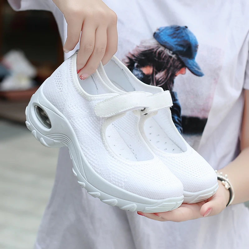 

2020 New Air Cushion Flat Shoes Women Mesh Sneakers Breathable Women Shoes Increase Ladies Casual Shoes Zapatos De Mujer 35-42