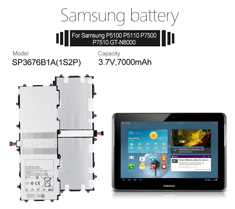 

Original Samsung Note 10.1 Tablet Battery For Samsung Galaxy Note 10.1" GT-N8000 N8005 N8010 N8013 N8020 P7500 P7510 P5100 P5113