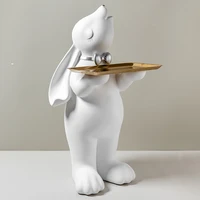 home decoration accessories for living room landing rabbit piggy bank ornament figurines for interior sculptures and statues