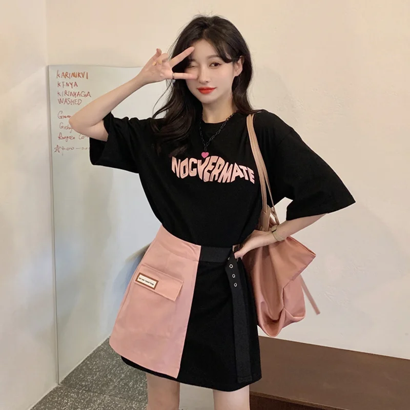 Женское летнее платье-футболка с коротким рукавом и короткой юбкой |