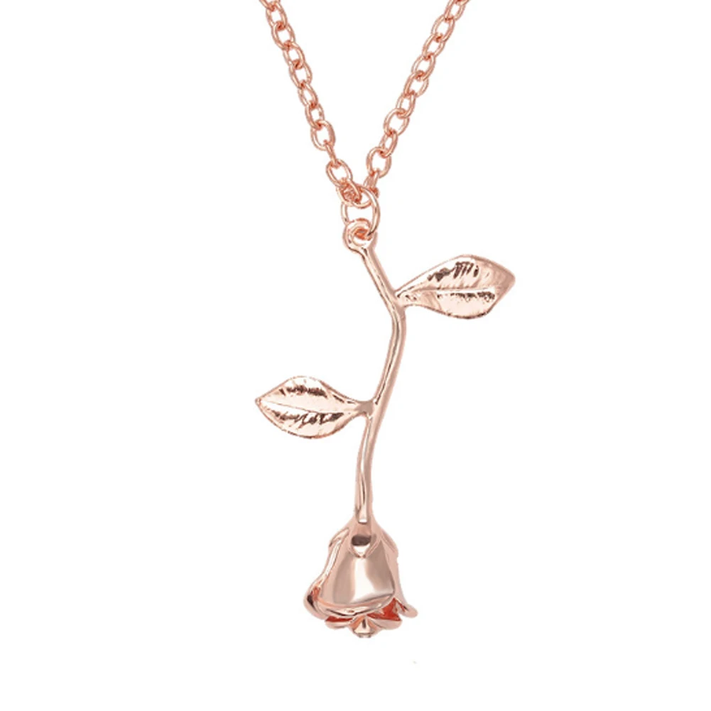 

Elegant Rose Flower Pendant Necklace for Women 3 Colors Vintage Boho Botanical Necklace Glamour Fashion Women Girl Party Gifts
