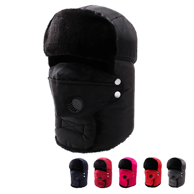 

Winter Cotton Bomber Hats Cold Anti-snow Rrotection Ear Lei Feng Cap Unisex Warm Hat Outdoor Cycling Cap