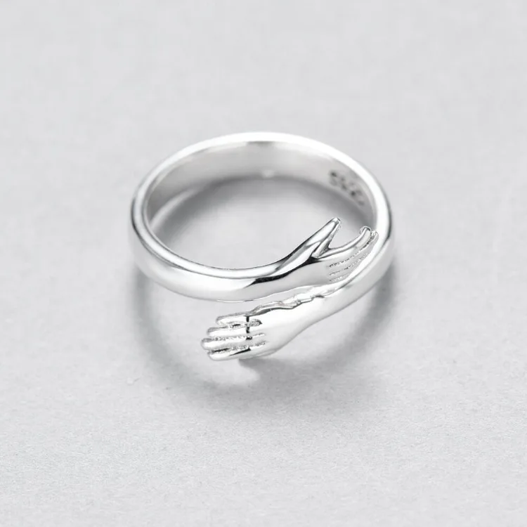 

Interesting Jewelry Fashion Creative Hugs 925 Silver Material Couple Ring for Men and Women Customizable Jewelry Gifts Wholesale