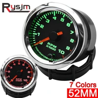 car gauge 2 52mm tachometer chrome for 7 led colors adjustable 12v 0 10000 rpm meter for motorcycle tacho shift light holder