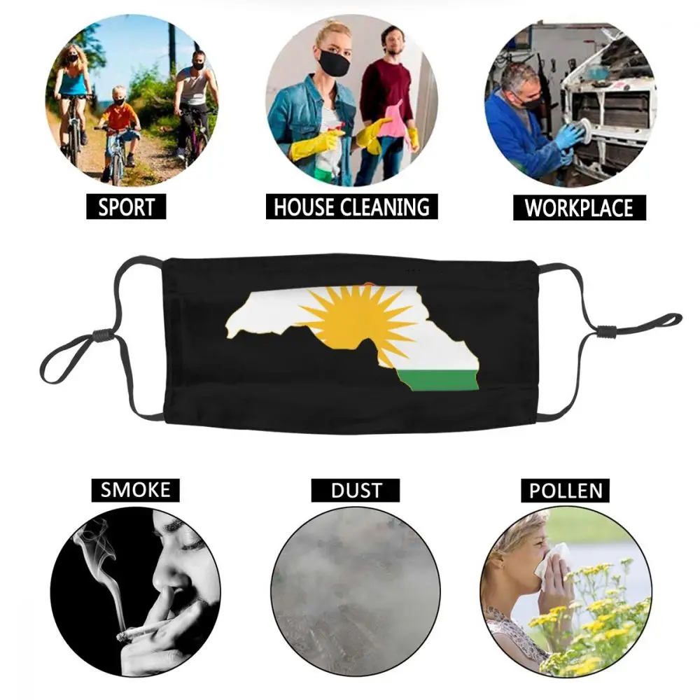 

Patriotic Kurdistan Flag Washable Mouth Face Mask Adult National pride Anti Haze Dustproof Mask Protection Cover Respirator