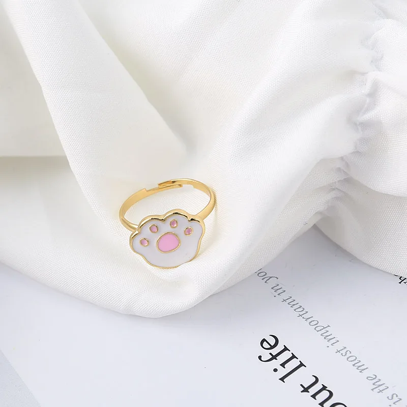 Женское кольцо с кошачьей лапой золотистое регулируемое милым изысканный