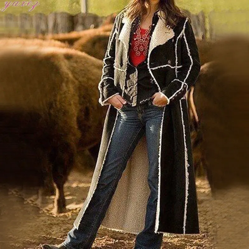 

Женский Длинный замшевый тренчкот, Модная элегантная однотонная ветровка с лацканами на каждый день, большие размеры 5XL, зима 2019