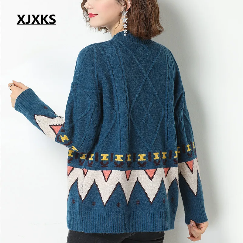 XJXKS модный высококлассный шерстяной вязаный кардиган с V-образным вырезом