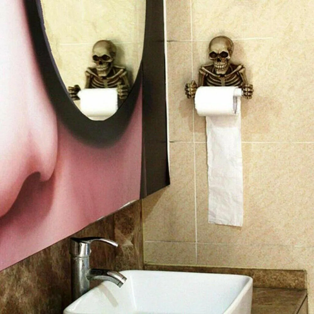 

Skull Toilet Paper Roll Holder Wall Mount Dry Towel Bathroom Home Decor --M25