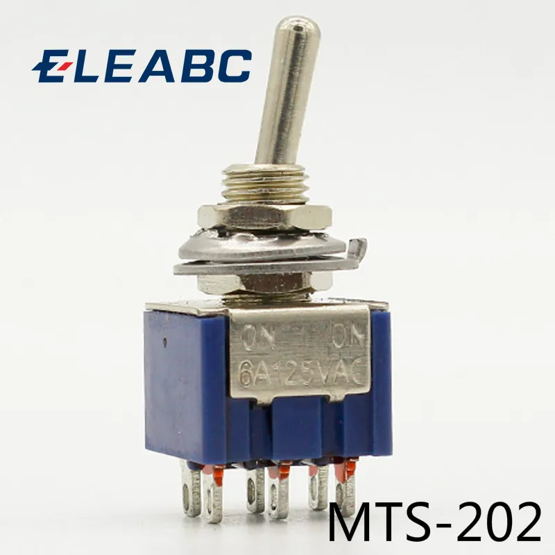 5 шт./лот MTS 202 темно синий 6 контактный DPDT ON Mini 6A125VAC миниатюрные