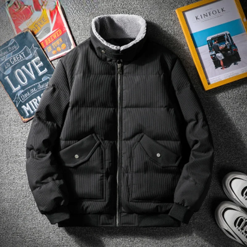 

Men Autumn Winter Parkas Men Windproof Thick Warm Parkas Jacket Cotton clothes Fashion trend High Street Parkas Jacket Men