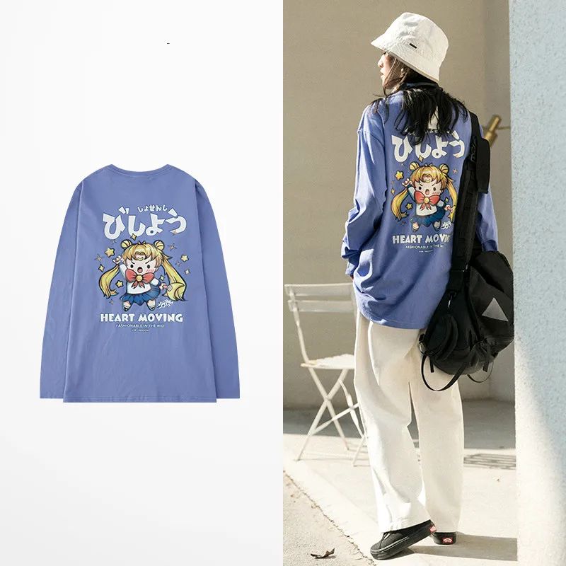 Мужская и женская футболка с длинным рукавом модная красивая мультипликационным