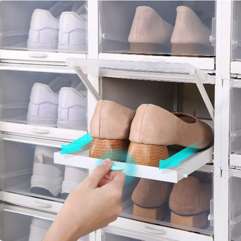 Полка для обуви раздвижной ящик коробка большого размера мужская обувь женская