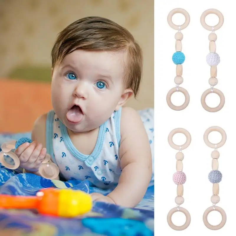 

Cartoon Crochet Beads Baby Teether Safety and Non-toxicity Work Exquisite Practical Wooden Ring Handmade Chew Toy Nursing Gift