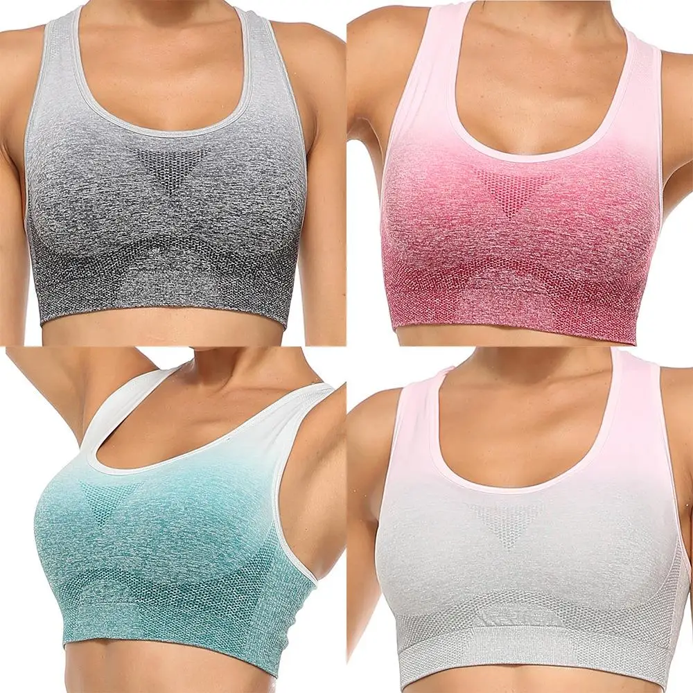 

Soft Gradient Nylon Sportwear Slim-Type Sport Bra Women Bandage Fitness Running Women Padded Vest Underwear Shockproof