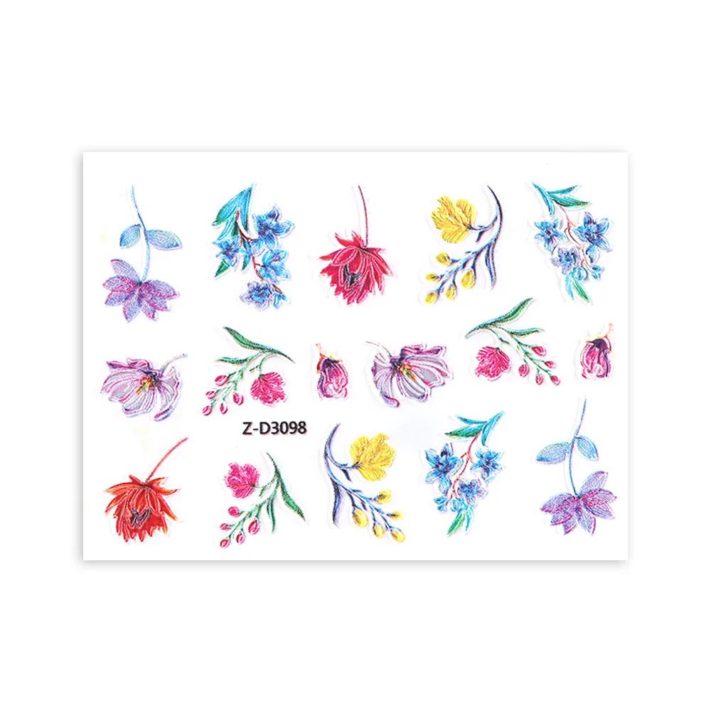 3D Acrylic Engraved Nail Sticker Beautiful Dancing Gril Snow Shape Water Decals Empaistic Nail Water Slide Decals DIY Nail Art - Color: 21