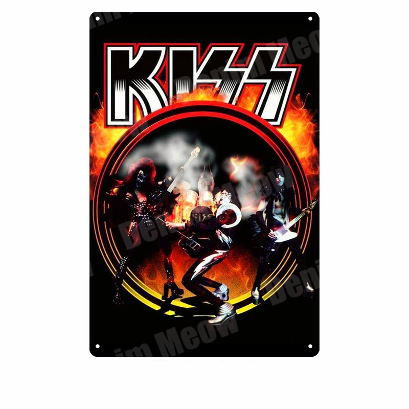 S Kiss Band табличка винтажная металлическая жестяная вывеска домашний бар Паб Клуб декоративные металлические тарелки музыка рок наклейки на стену железный Арт плакат MN5 - Цвет: S