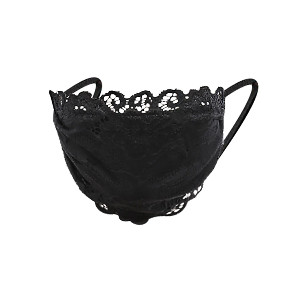 Ladies Black Flower Embroidery Lace Adjustable Mesh Thin Breathable Mask Reusable Washable beauty party mask | Дом и сад