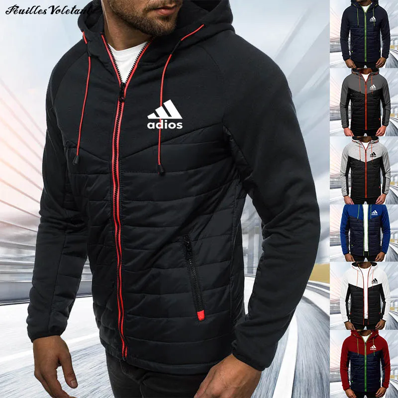 

New Autumn Winter Fashion Men's Zipper Hoodie ADIOS Logo Print Jackets for Men Sports Casual Sweatshirt Hooded Plus Size