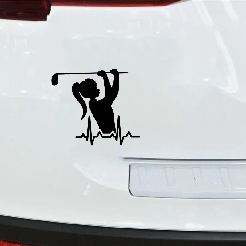 

17*14.7cm Womens Girl Golf Heartbeat Car Stickers Fashion Personality car stickers to cover scratches New Style Hot