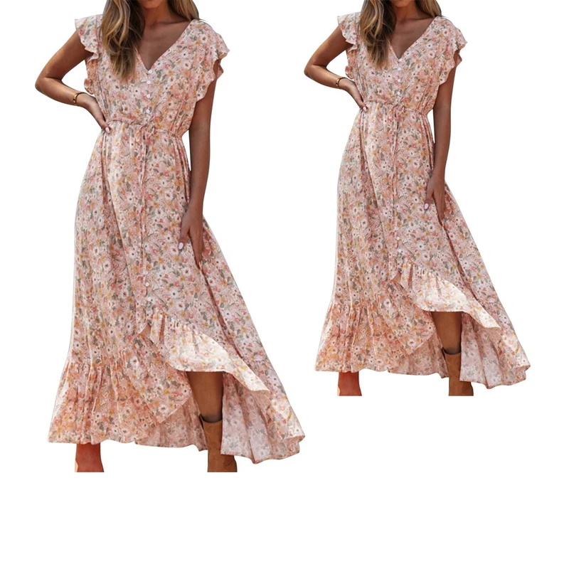 Женское длинное платье с цветочным принтом Размеры S &amp L | Женская одежда