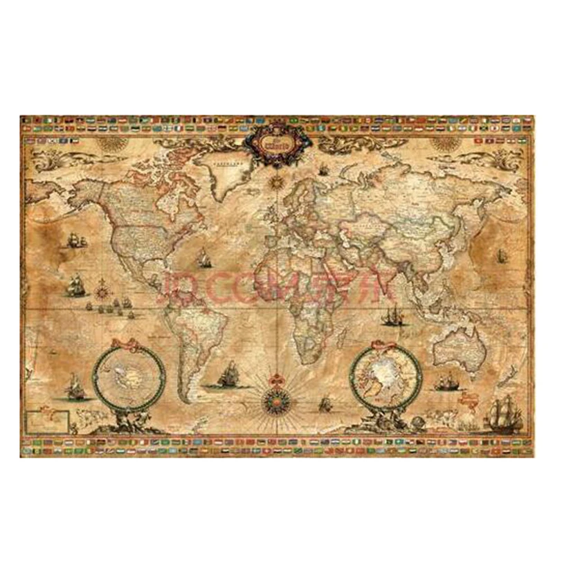 

5D «сделай сам», полностью круглая алмазная живопись, винтажная старая морская карта мира, 3D вышивка крестиком стразы, мозаика, домашний деко...