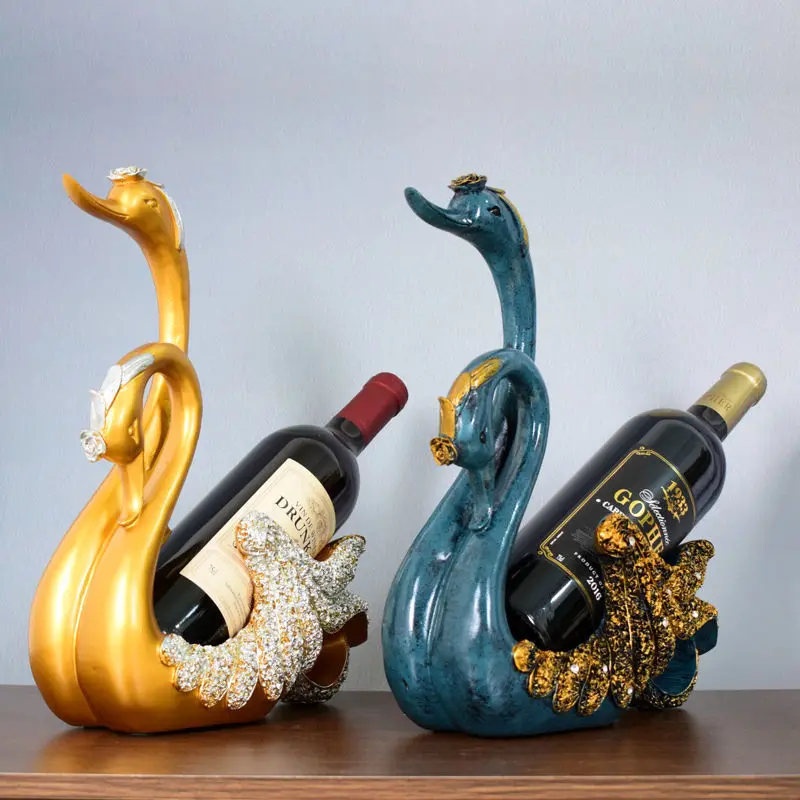 Creative Crafts Resin Red Wine Holder Frame Swan Horse Deer Antlers Room Decoration Cattle Porcelain Animal Figurines |