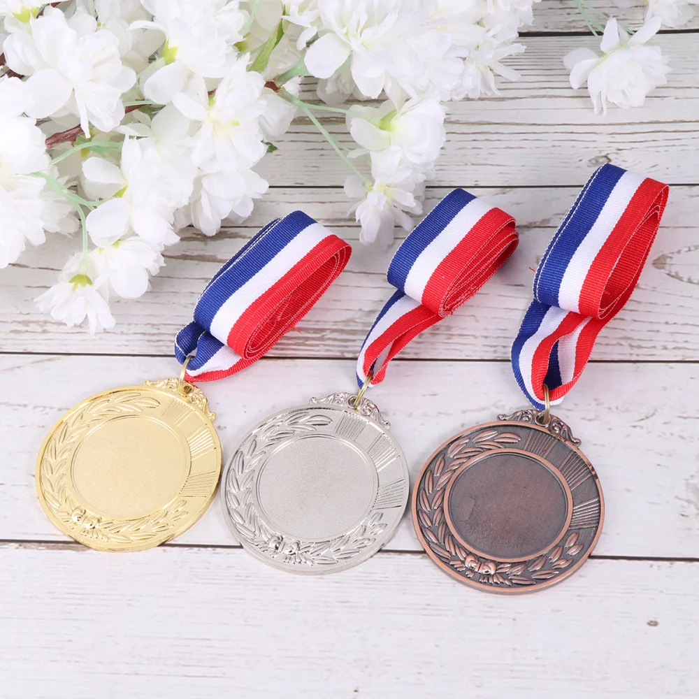 

4 Pcs Creative Award Medals Wheat Ears Number Pattern Universal Metal Medals with Lanyard for Sports Worker Competition (Gold)