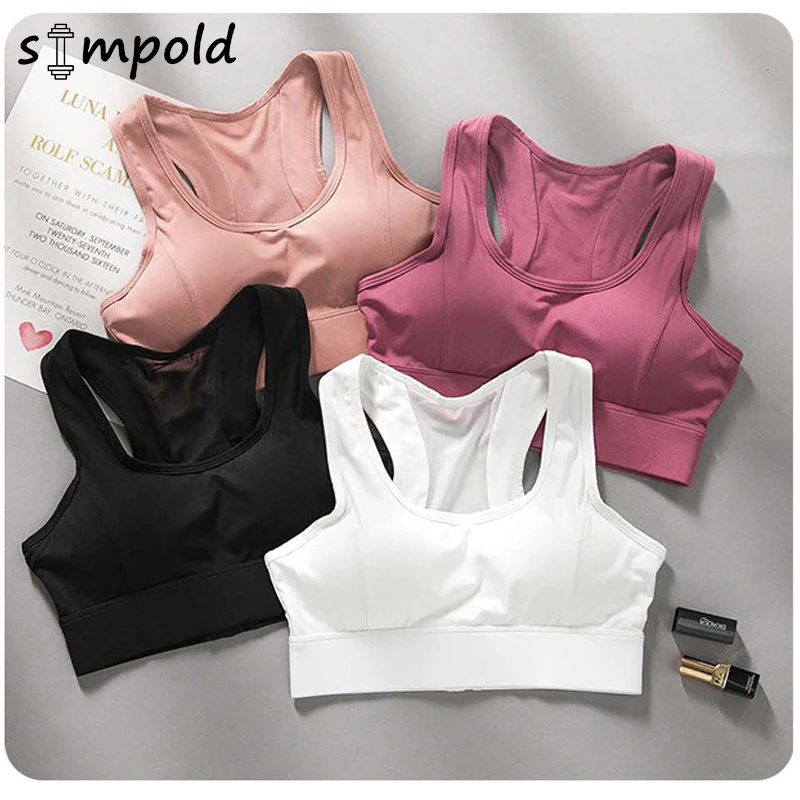 

Simpold Adjustable Fitness Bralette Rmovable Chest Plade Solid Yoga Bra Dry Quickly Sport Underwear Trainning Top 6007