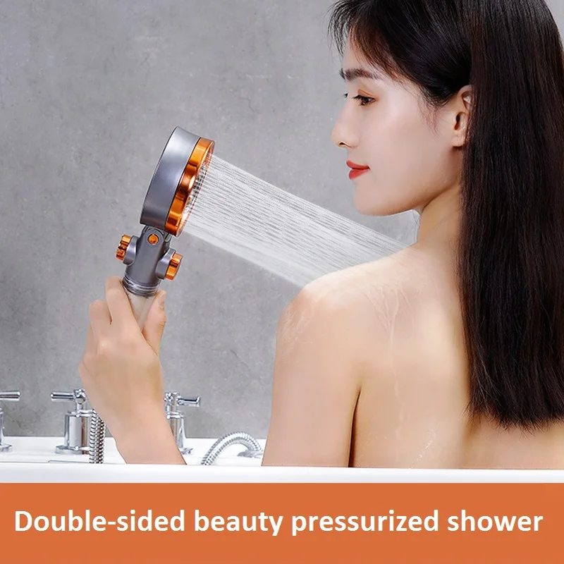 Shower Head Double-Sided Beauty Skin Filt Modern Fashion Pressurized One-Button Stop Water Saving Hand Held Bathroom Accessories