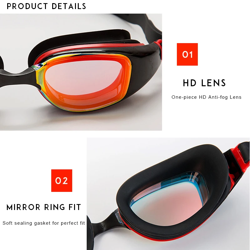 Уличные профессиональные плавательные очки в большой оправе 3 шт.