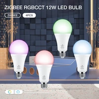 gledopto 4pcs zigbee 12w led light bulb e27 e26 adjustable brightness work with smartthings app alexa echo plus voice control