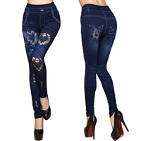hot sexy women jean skinny jeggings pants high waist leggings female print ankle length slim legging fitness plus size